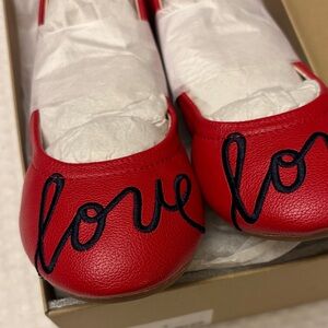 NEW! ED Ellen DeGeneres Langlee Size 13M Red 'Love' Ballet Flats